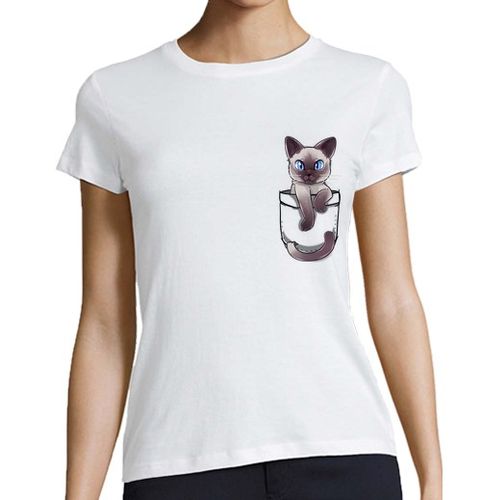 Camiseta Mujer Manga Corta bolsillo lindo gato siamés - mujer de béisbol laTostadora - latostadora.com - Modalova