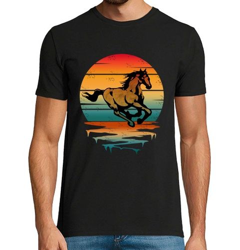 Camiseta Hombre Manga Corta caballo atardecer vintage laTostadora - latostadora.com - Modalova