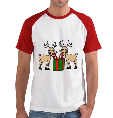 Camiseta Hombre Estilo Béisbol Los renos de Meneses. Hombre, estilo béisbol, blanca y roja laTostadora - latostadora.com - Modalova
