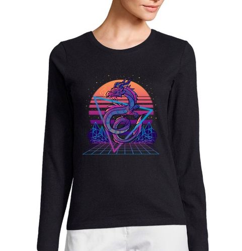Camiseta Mujer Manga Larga retrowave dragon aesthetic - manga larga de mujer laTostadora - latostadora.com - Modalova