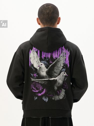 Sudadera negra con capucha y estampado - Cropp - Modalova