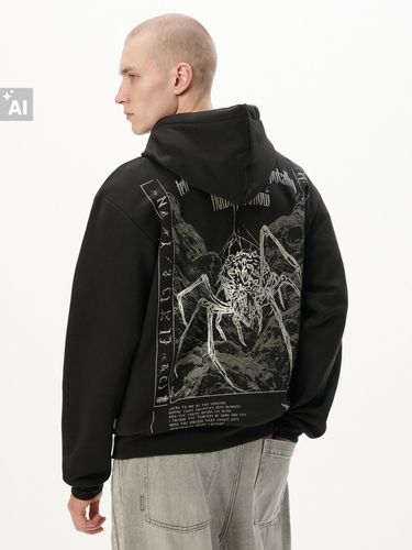 Sudadera negra con capucha y estampado - Cropp - Modalova