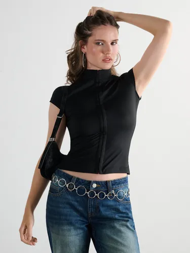 Top con cuello perkins - Cropp - Modalova