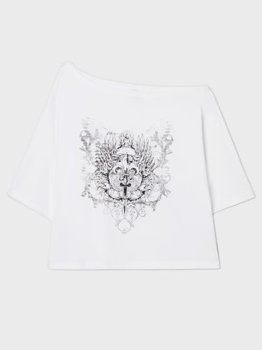 Camiseta blanca con estampado - Cropp - Modalova