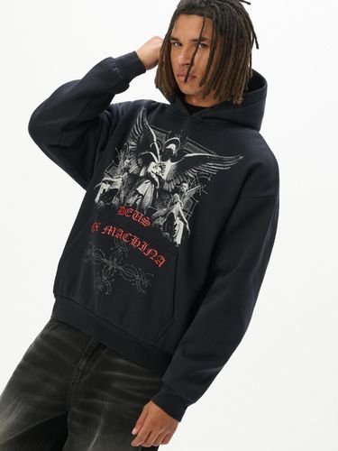 Sudadera negra con capucha y estampado - Cropp - Modalova