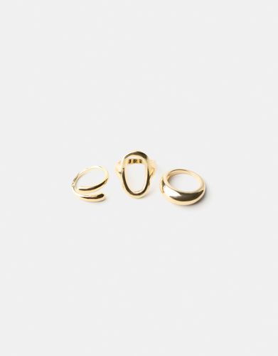 Pack 3 Anillos Irregulares Mujer M - Bershka - Modalova