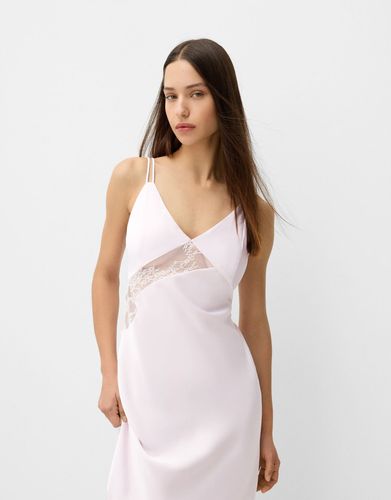 Vestido Tirantes Midi Satén Lace Mujer L - Bershka - Modalova