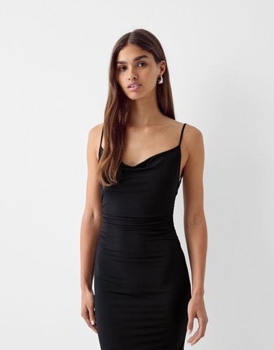 Vestido Largo Tirantes Drapeado Mujer M - Bershka - Modalova