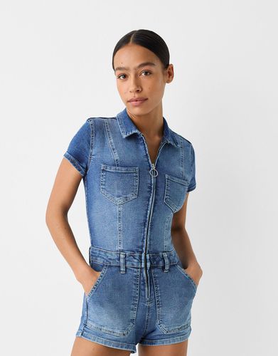 Mono Denim Corto Mujer L - Bershka - Modalova