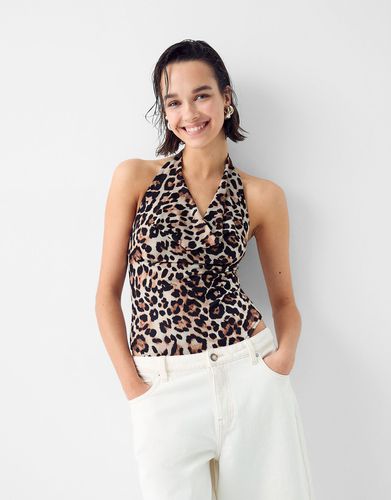 Body Halter Drapeado Animal Print Mujer L - Bershka - Modalova