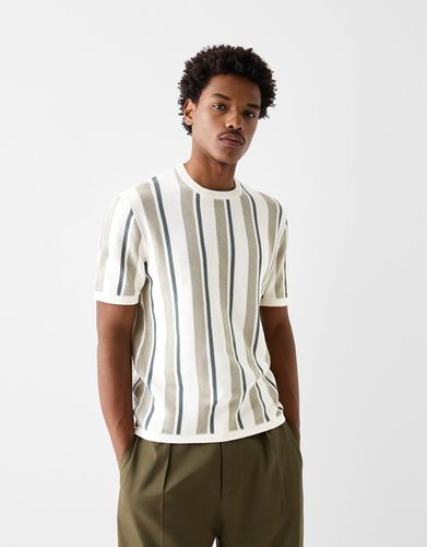 Camiseta Manga Corta Estructura Rayas Hombre S - Bershka - Modalova