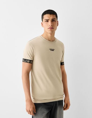 Camiseta Manga Corta Slim Fit Bandas Hombre L - Bershka - Modalova