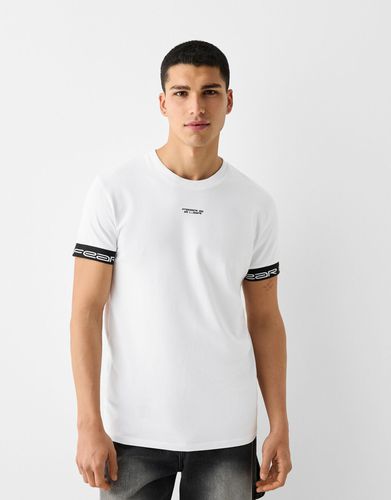 Camiseta Manga Corta Slim Fit Bandas Hombre L - Bershka - Modalova