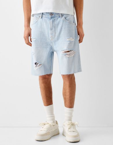 Bermuda Denim Rotos Hombre 38 - Bershka - Modalova