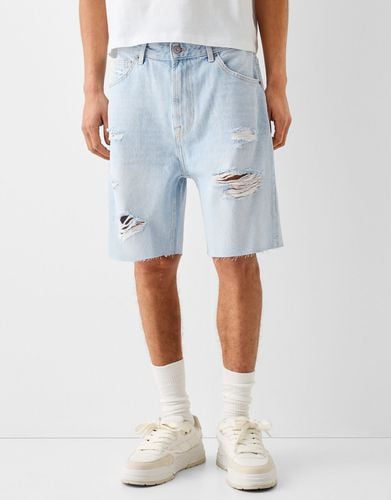 Bermuda Denim Rotos Hombre 42 - Bershka - Modalova