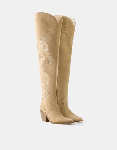 Bota Tacón Cowboy Alta Mujer 35 - Bershka - Modalova