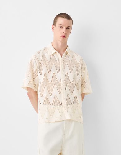 Camisa Manga Corta Estructura Hombre L - Bershka - Modalova