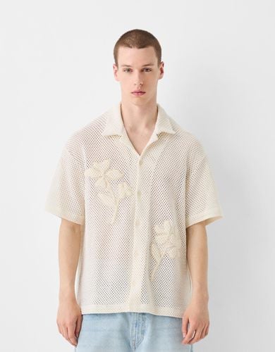 Camisa Manga Corta Estructura Calados Hombre Xl - Bershka - Modalova