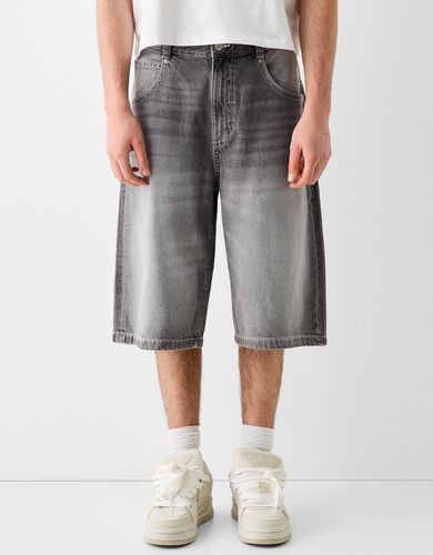 Bermuda Denim Super Baggy Bordado Hombre 34 - Bershka - Modalova