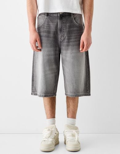 Bermuda Denim Super Baggy Bordado Hombre 44 - Bershka - Modalova