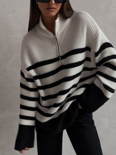 Oversized zipped-placket sweater - Lichi - Modalova