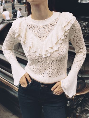 Fitted openwork top with voluminous flounce - Lichi - Modalova