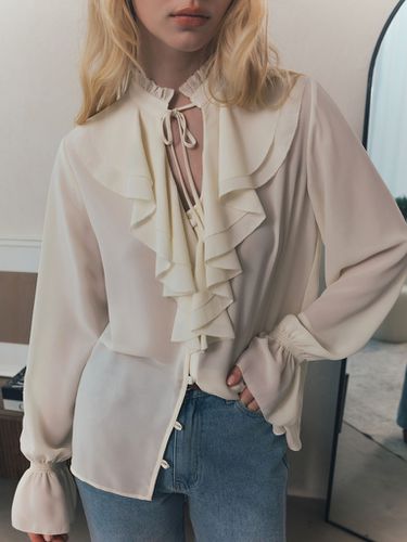 Light blouse with flounces and ties at the collar - Lichi - Modalova