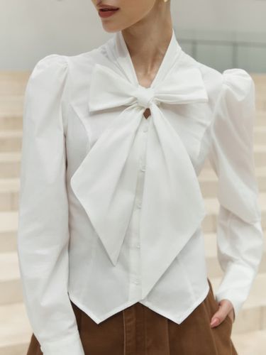 Fitted blouse with a bow on the collar - Lichi - Modalova