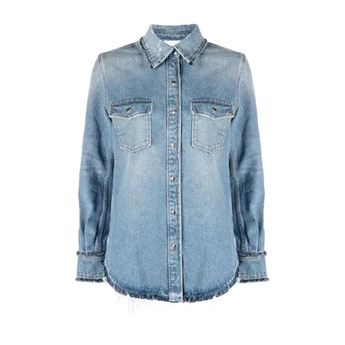 Blue Denim Shirt with Fringes - Chloé - Modalova