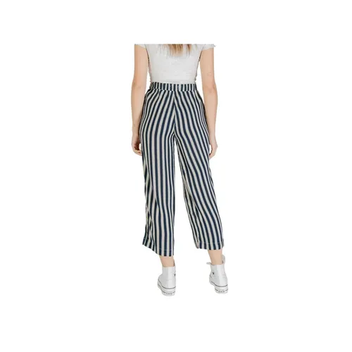Blue Cropped Viscose Pants - Ichi - Modalova