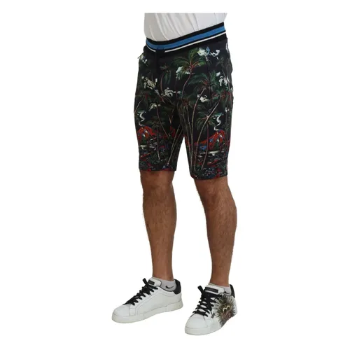 Black Volcano Print Shorts - Dolce & Gabbana - Modalova