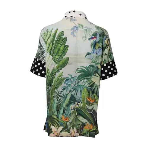Camicia Top in Seta con Stampa Tropicale - Dolce & Gabbana - Modalova