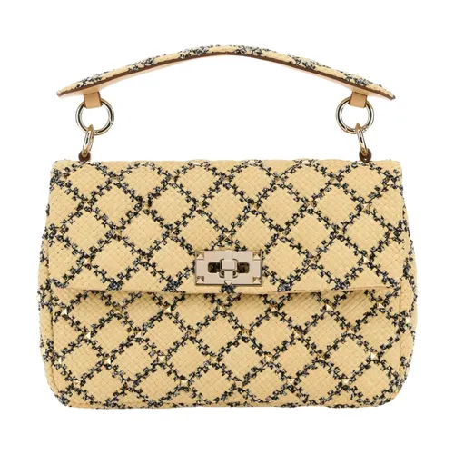 Raffia Rockstud Handbag - Valentino Garavani - Modalova