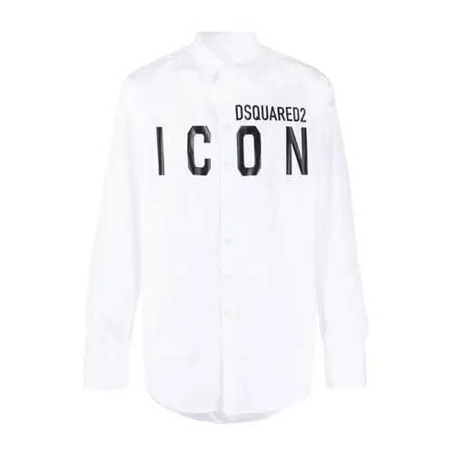Camicia in Cotone con Stampa Logo - Dsquared2 - Modalova