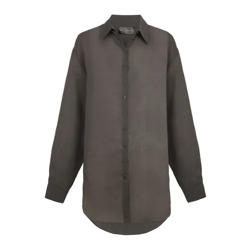 Dennis, dark mauve oversized linen shirt - Cortana - Modalova