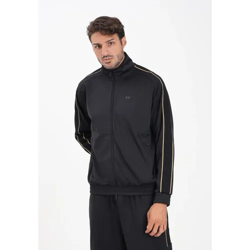 Black Zip Sweater Modern Style - Emporio Armani EA7 - Modalova