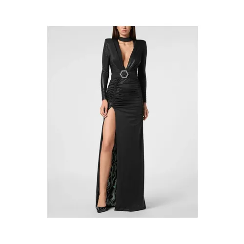 Jersey Long Dress LS Lining Flame - Philipp Plein - Modalova