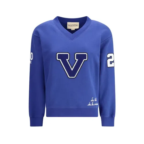 Cotton Sweatshirt with V-Neck - Valentino - Modalova