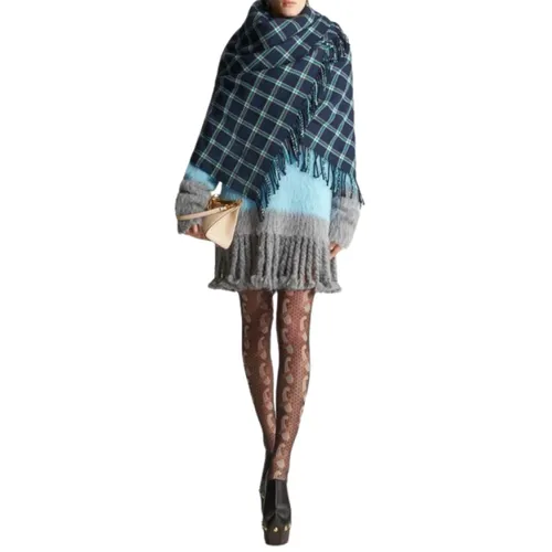 Blue Checkered Wool Shawl Jacket - Etro - Modalova