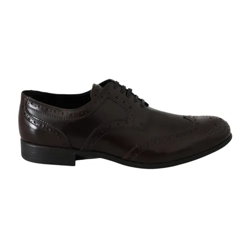 Brown Leather Wingtip Brogue Flats - Dolce & Gabbana - Modalova