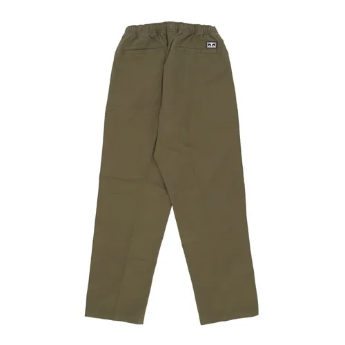 Green Twill Long Trousers Elastic Drawstring - Obey - Modalova