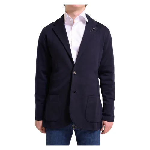 Navy Knitted Jacket - Lardini - Modalova