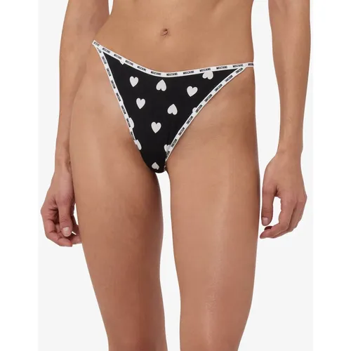 Printed microfiber thong - Moschino - Modalova