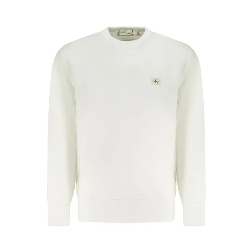 White Cotton Sweater with Contrasting Details - Calvin Klein - Modalova