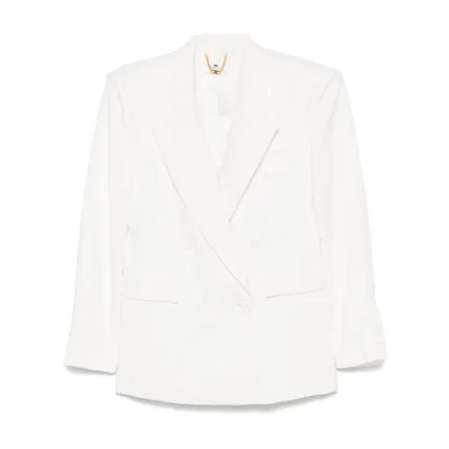 Double-Breasted Jacket with Flap Pockets - Elisabetta Franchi - Modalova