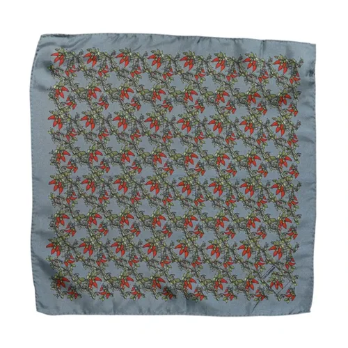 Gray Silk Foulard Scarf with Logo - Dolce & Gabbana - Modalova
