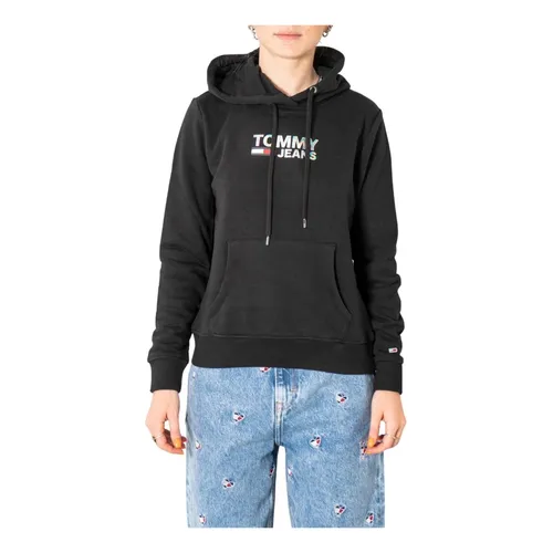 Sudadera con Capucha Estampada Negra - Tommy Jeans - Modalova