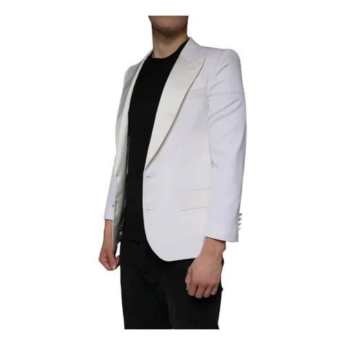 Off White Wool Blazer Slim Fit - Dolce & Gabbana - Modalova