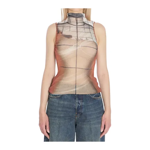 Sheer Mesh Mock Neck Top - Jean Paul Gaultier - Modalova