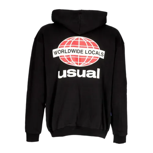 Sudadera con Capucha Negra Local con Bolsillo de Canguro - Usual - Modalova